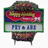 Jual Karangan Bunga Papan Wedding Cantik & Murah di Kecamatan Banyusari di Karawang (BPW-55)