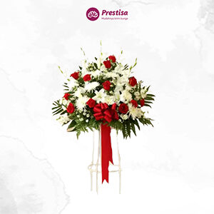 Karangan Bunga – Standing Flower Red and White – Jawa Tengah – 5