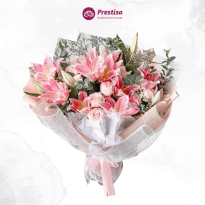 Karangan Bunga - Pink Rose Korean Bouquet - Padang - 301