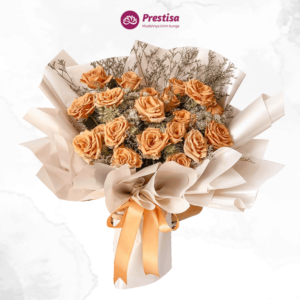 Karangan Bunga - Orange Rose Korean Bouquet - Malang - 550
