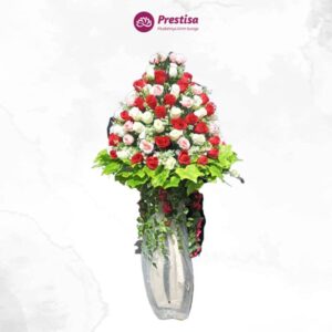 Karangan Bunga - Red and White Standing Flower - Gorontalo- 422