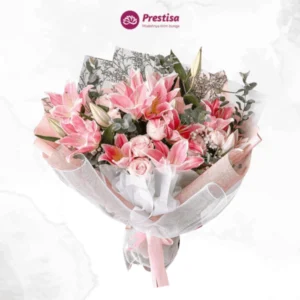 Karangan Bunga - Pink Rose Korean Bouquet - Solo - 3