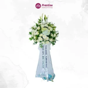 Karangan Bunga - Calming White Standing Flower - Solo - 4