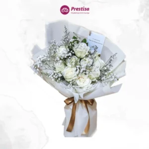 KARANGAN BUNGA – WHITE ROSE KOREAN BOUQUET – PAPUA – 5