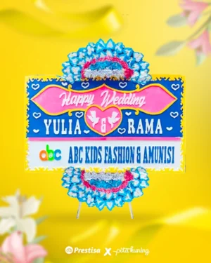 Bunga Papan Wedding - Pita Kuning - 01