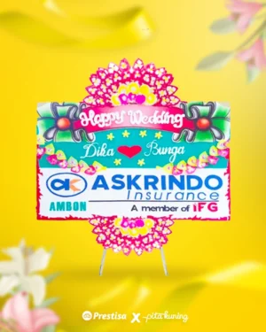 Bunga Papan Wedding - Pita Kuning - 02