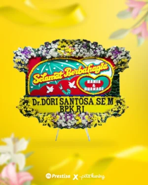 Bunga Papan Wedding - Pita Kuning - 04