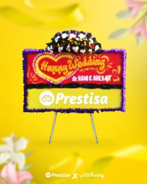 Bunga Papan Wedding - Pita Kuning - 05