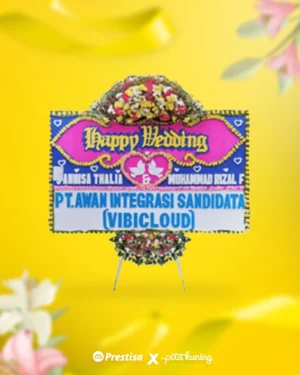 Bunga Papan Wedding - Pita Kuning - 06