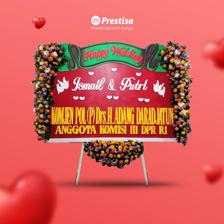 KARANGAN BUNGA PAPAN - WEDDING – SURABAYA – KBM – 001