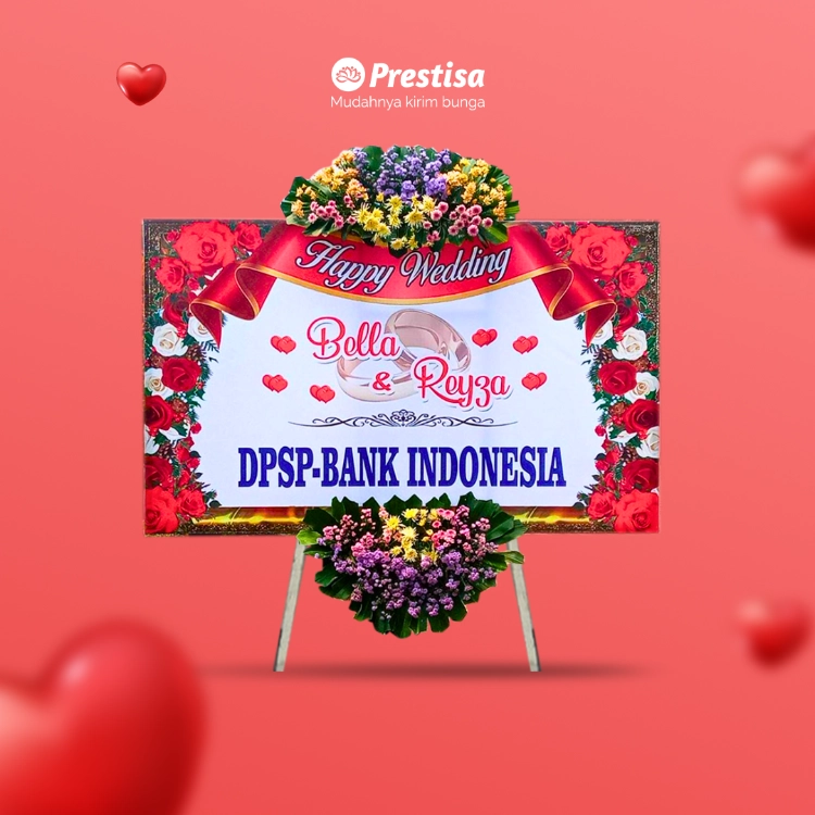 KARANGAN BUNGA PAPAN - WEDDING – SURABAYA – KBM – 004