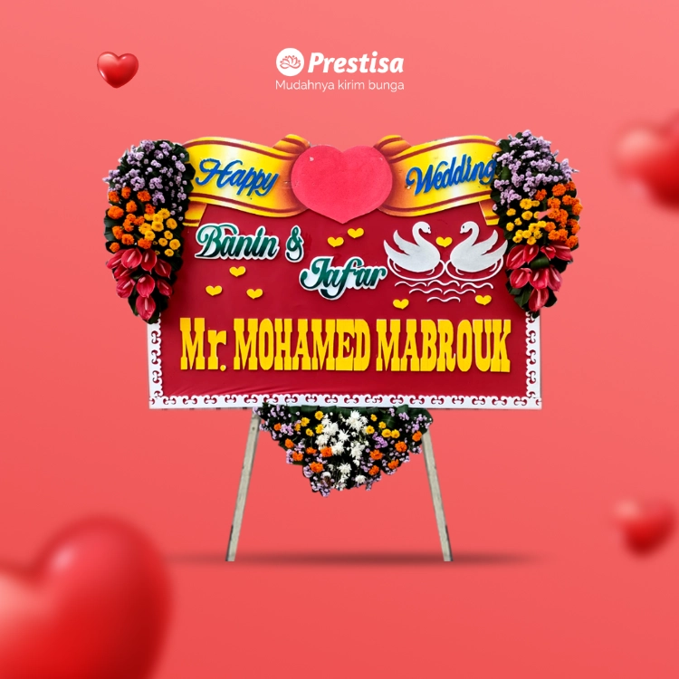 KARANGAN BUNGA PAPAN - WEDDING – SURABAYA – KBM – 005