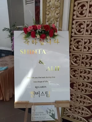 Karangan Bunga Papan Acrylic - Wedding - Padang - 6