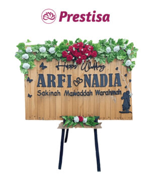 Karangan Bunga Papan Kayu - New 014