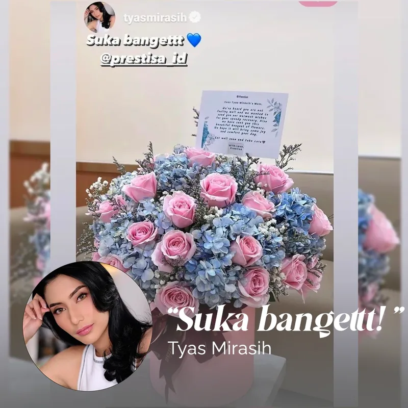 Tyas Mirasih: &ldquo;Suka bangett!&rdquo; tentang kiriman bunga Prestisa